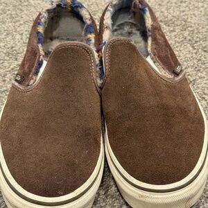 Vans Sherpa Lined Slipon sneakers in brown suede